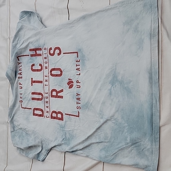 DUTCH Bros Coffee Blue Tie Dye Impact Cotton Tee size Medium Change the World - Picture 6 of 6